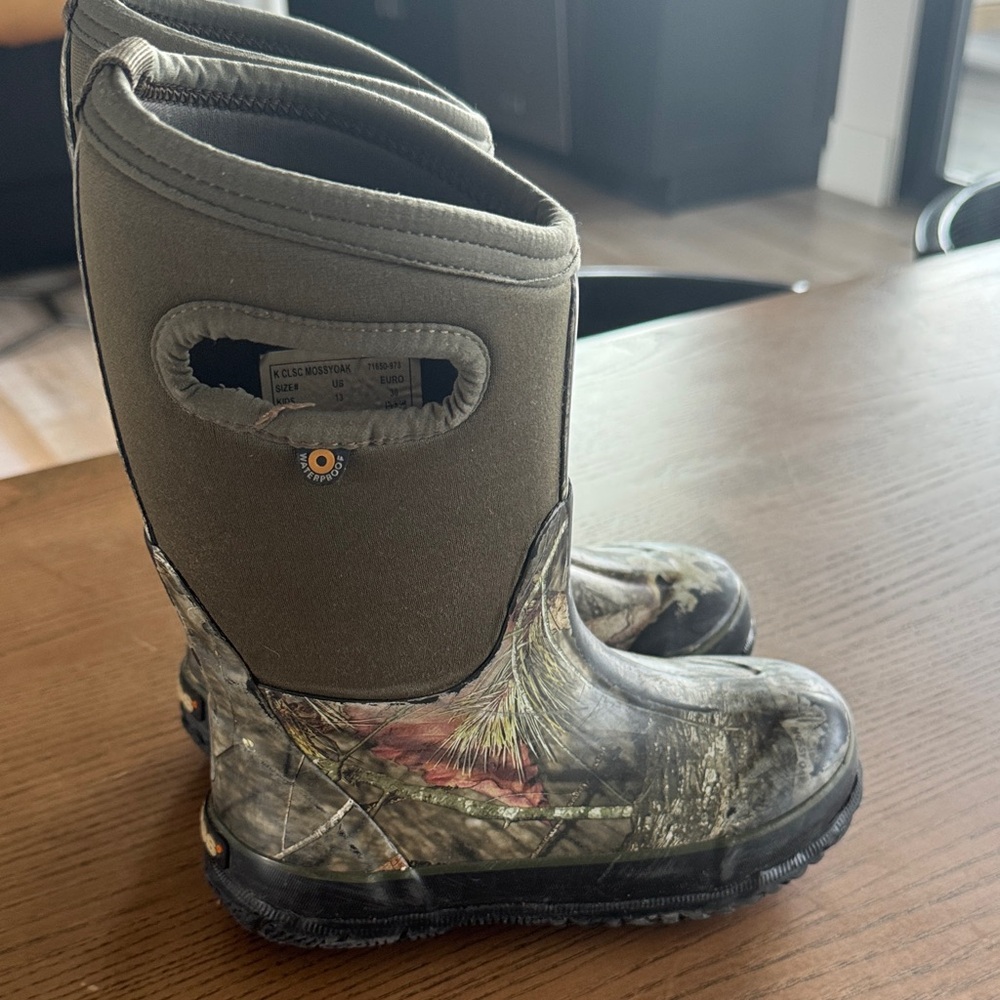 Bogs Kids Green Camouflage Rain Boots